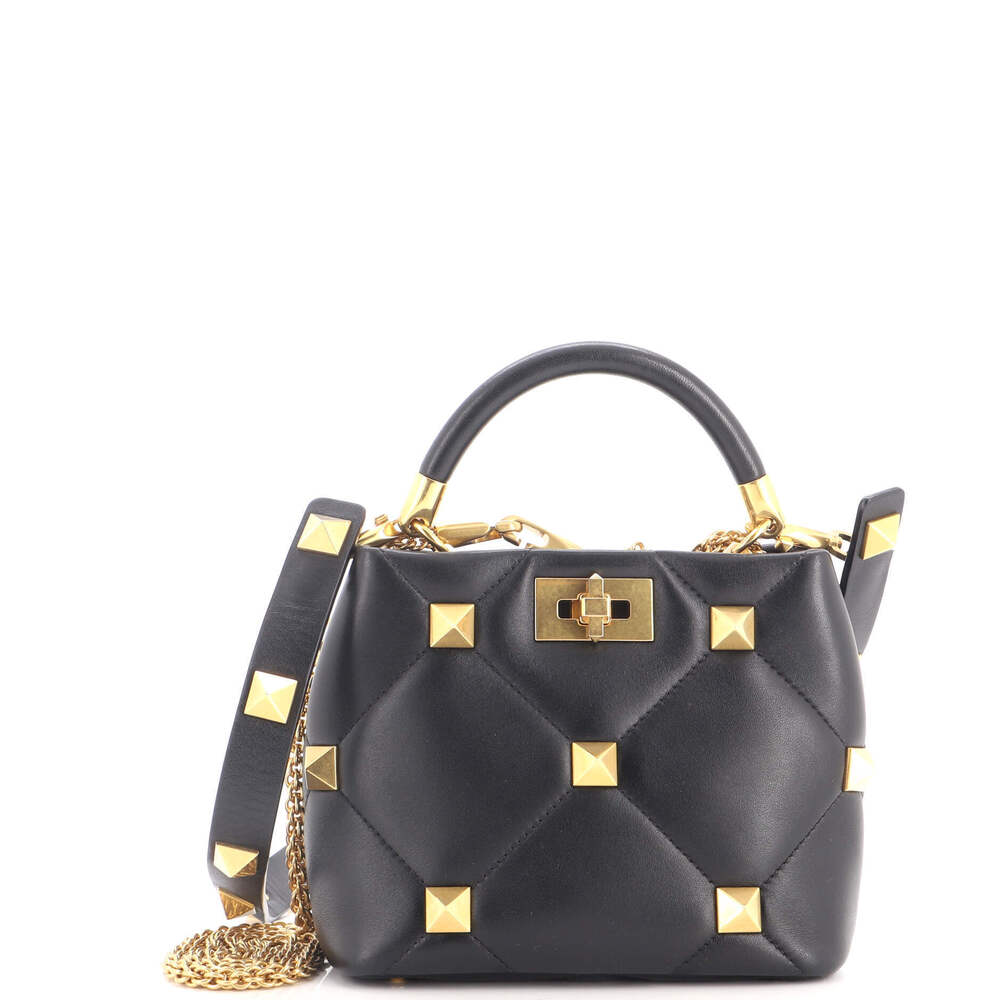 Valentino Garavani Small Roman Stud Top Handle Bag Quilted Leather